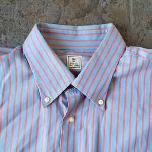 Peter Millar Striped Shirt Large Blue Pink/Red